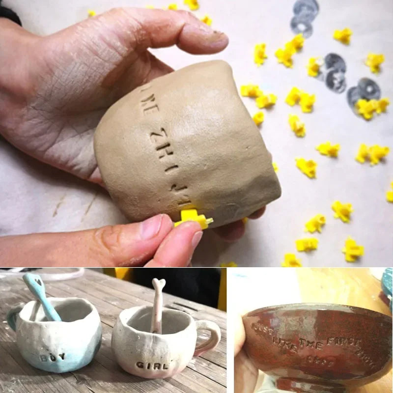 Clay letter stamp set – alphabet & number