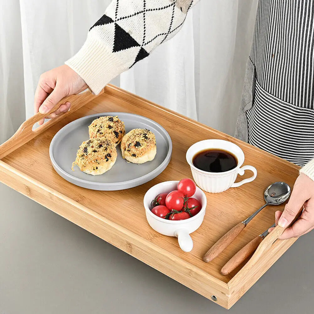 Bamboo picnic tray table - With foldable legs