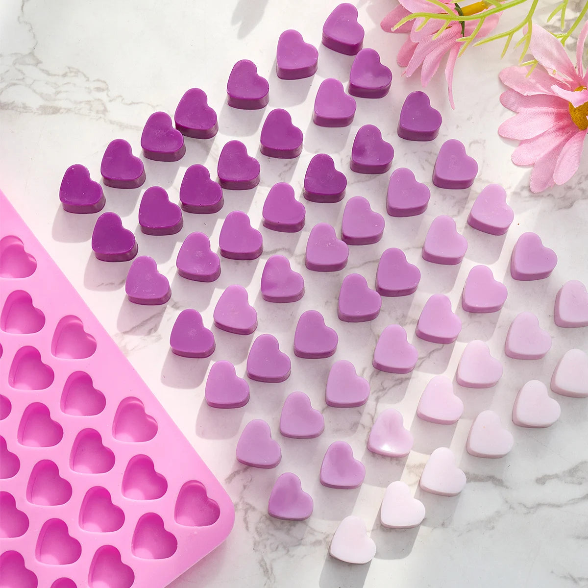 55 compartment heart silicone candle mold