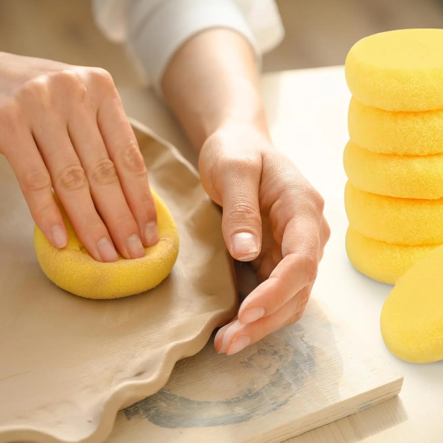Round sponge set – water-absorbing foam for pottery