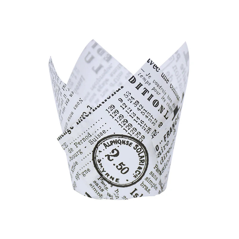 Newspaper style cupcake liners - 50 pcs