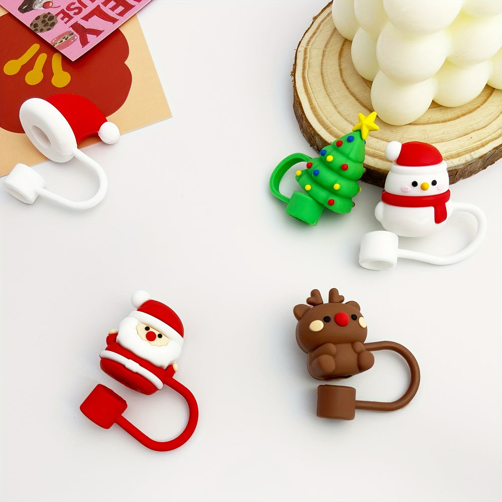 Christmas Themed Straw Toppers 5-Pack