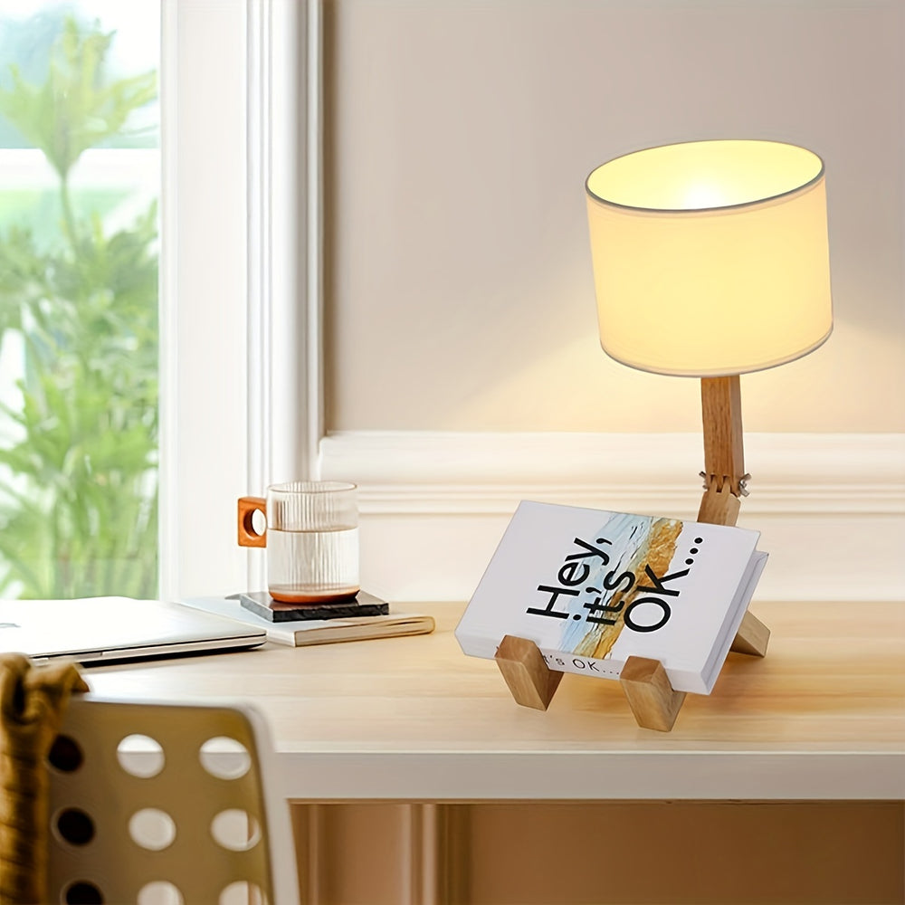 Wooden Robot Desk Lamp