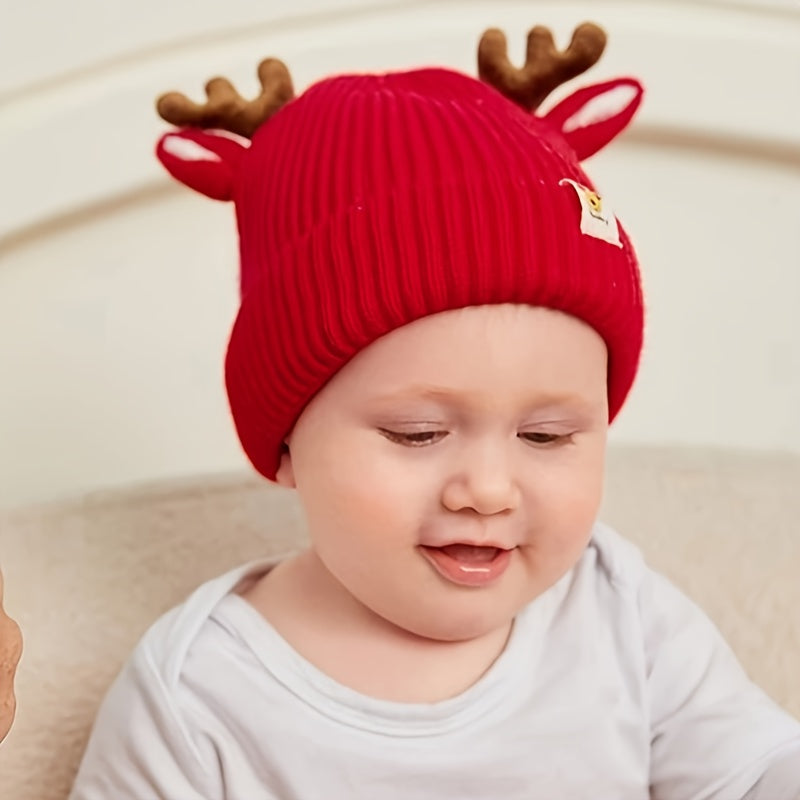 Christmas Antlers Thickened Warm Baby Knitted Hat