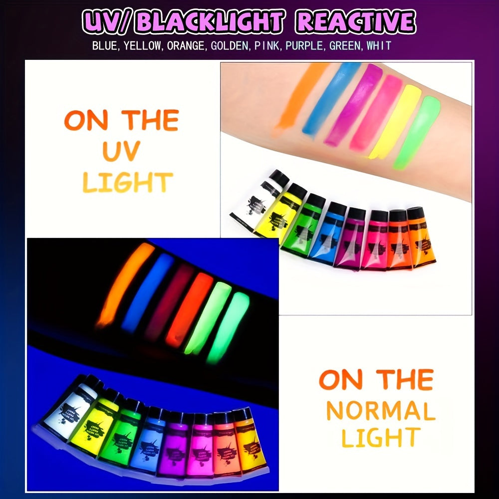 0.34oz 8 Pcs Glow In The Dark Body And Face Paint